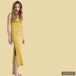 Kapucnis maxi ruha DARI - mustársárga S