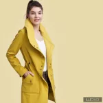 FABIOLA - Snap Button women coat - mustard yellow L