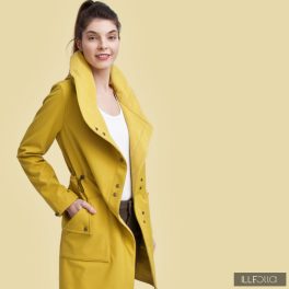 FABIOLA - Snap Button women coat - mustard yellow 