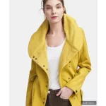 FABIOLA - Snap Button women coat - mustard yellow L