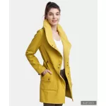 FABIOLA - Snap Button women coat - mustard yellow L
