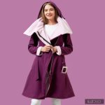 FANNIE  Romantic 'A' Line Coatt - eggplant purple / pastel pink L