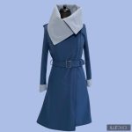 FANNIE  Romantic 'A' Line Coat - navy blue / lavender blue
