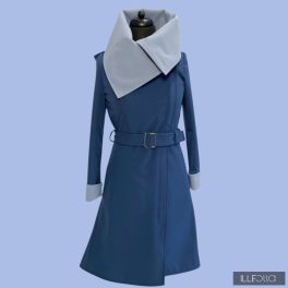   FANNIE  Romantic 'A' Line Coat - navy blue / lavender blue