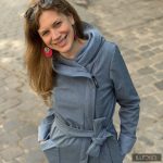 FEDORA - Minimal elegant style with big hood -melange blue M