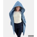 FEDORA - Minimal elegant style with big hood -melange blue M