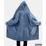 FEDORA - Minimal elegant style with big hood -melange blue M