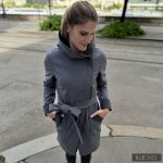 FEDORA - Minimal elegant style with big hood -melange gray 3XL