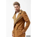 Elegant men's coat - Ferdinand - caramell 2XL