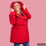 FIODA 2.0 women softshell coat with Large Hood - cherry red 3Xl