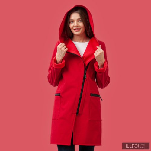 FIODA 2.0 women softshell coat with Large Hood - cherry red S