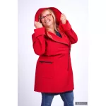 FIODA 2.0 women softshell coat with Large Hood - cherry red 3Xl