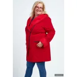 FIODA 2.0 women softshell coat with Large Hood - cherry red 3Xl