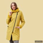 FIODA 2.0 women softshell coat with Large Hood - mustard yellow S