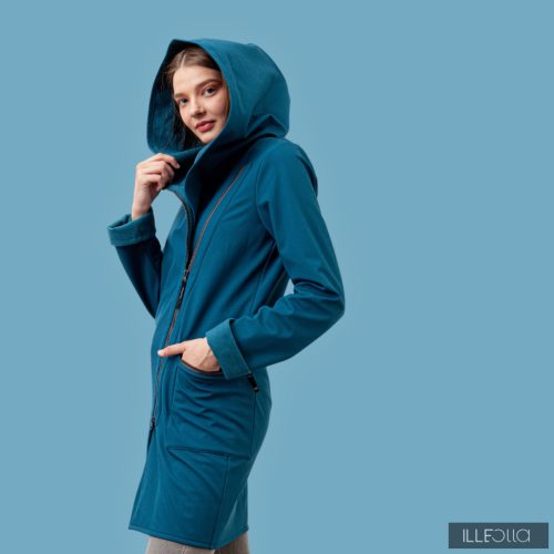 FIODA 2.0 women softshell coat with Large Hood - dark petrol