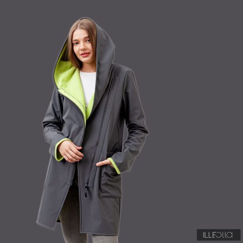 Big hoodie Fioda no2 - gray/appplegreen