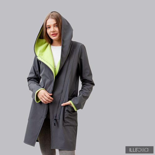 Nagy kapucnis Fioda no2 - szürke/almazöld - M