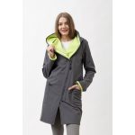 FIODA 2.0 women softshell coat with Large Hood - gray/appplegreen L