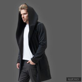   Men’s Coat with Large Hood FODOR –  Casual Elegance - Black 