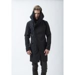 Men’s Coat with Large Hood FODOR –  Casual Elegance - Black 