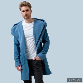   Men’s Coat with Large Hood FODOR –  Casual Elegance - light blue melange