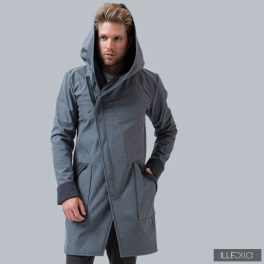   Men’s Coat with Large Hood FODOR –  Casual Elegance - gray melange 