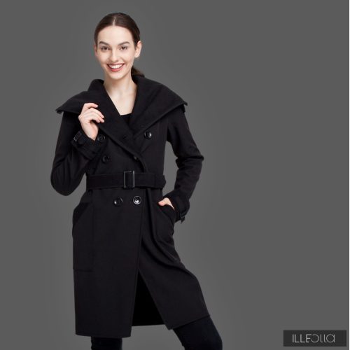Elegáns Fortuna trench coat - fekete