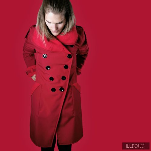Elegant Fortuna trench coat - cherry red
