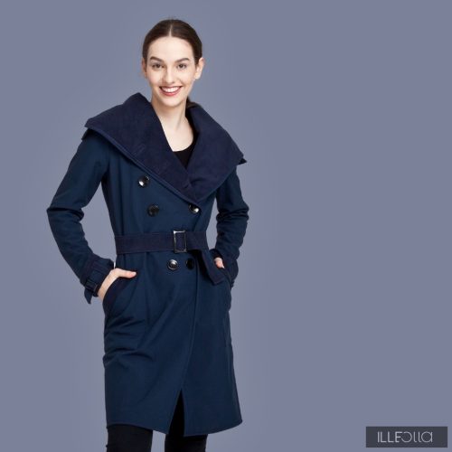 Elegáns Fortuna trench coat - sötétkék
