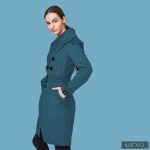 Elegáns Fortuna trench coat - dark petrol blue S