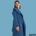 Elegáns Fortuna trench coat - petrol kék - S