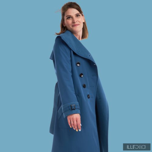 Elegáns Fortuna trench coat - petrol kék - S