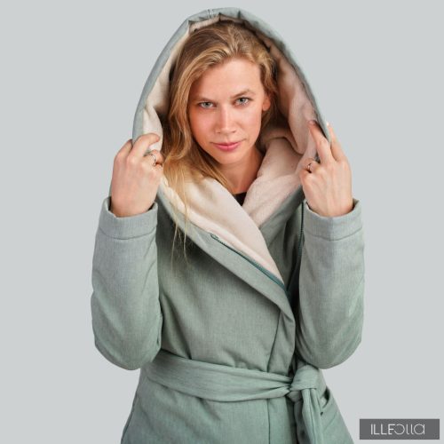 Gertúd 2.0 winter coat - melange mint green/ off white