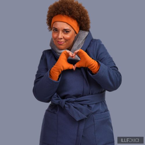 Gertúd 2.0 winter coat - melange navy blue/ light gray