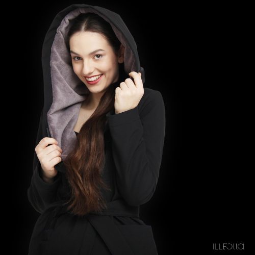 Gertrúd női télikabát bélelt softshell - fekete/szürke L