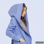 Gertrúd  női télikabát bélelt softshell - levendulakék/szürke M