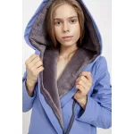 Gertrúd  női télikabát bélelt softshell - levendulakék/szürke M