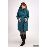 Gertrú  télikabát kismama panel - melange türkiz / sötét türkiz