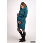 Gertrú  télikabát kismama panel - melange türkiz / sötét türkiz