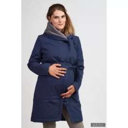   Gertrú  télikabát kismama panel - melange sötétkék / világosszürke