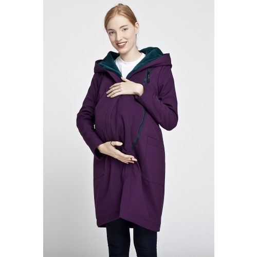 Gertrud winter coat maternity panel-eggplantpurple/gray