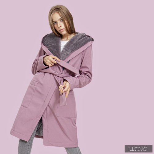 Gertrud winter coat - mauvepink/gray