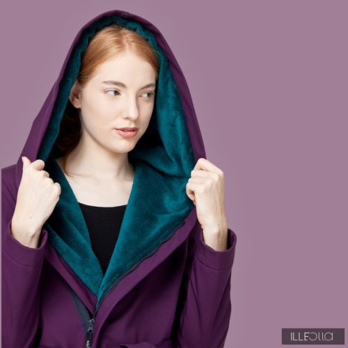 Gertrud winter coat - eggplant/turquoise