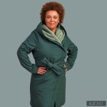 Gertrud winter coat - emerald green/  mint green XS