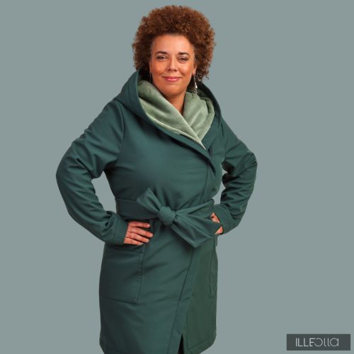 Gertrud winter coat - emerald green/  mint green XS