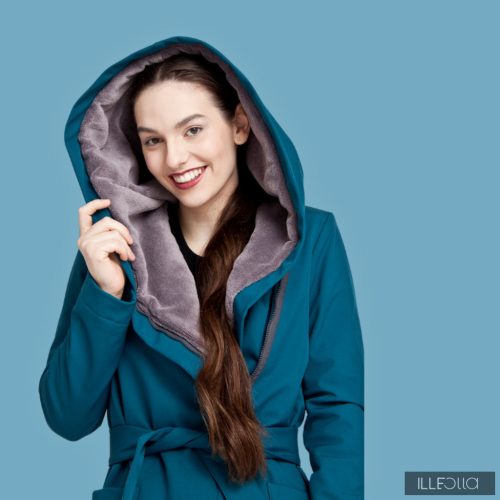 Gertrud winter coat - darkpetrol/gray