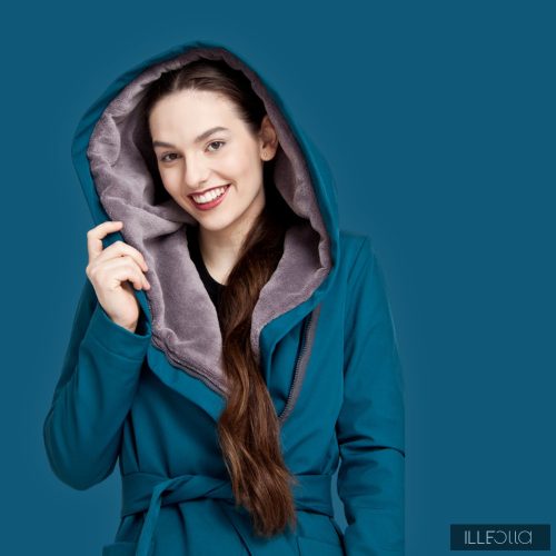 Gertrúd  női télikabát bélelt softshell - sötétpetrol/szürke XL