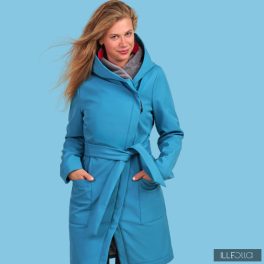 Gertrud winter coat - teal / light gray 