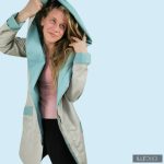 RITA  windproof & waterproof designer raincoat - soft blue / light grey M