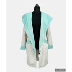 RITA  windproof & waterproof designer raincoat - soft blue / light grey M